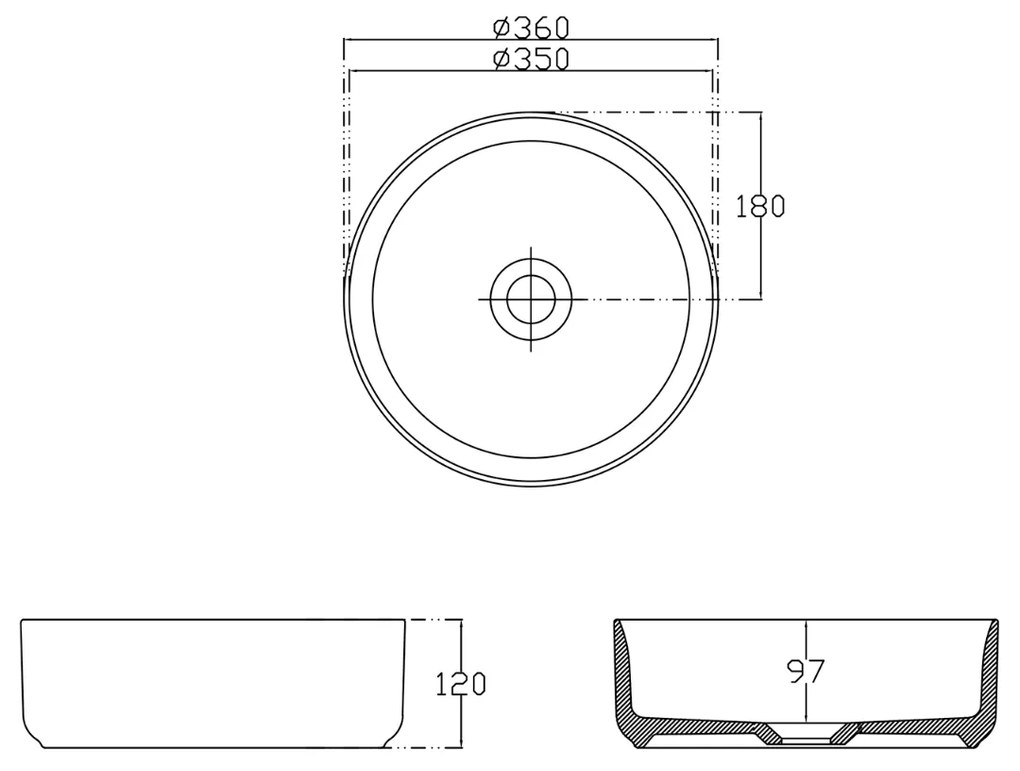 Sapho Infinity waskom rond 36x36cm mat wit