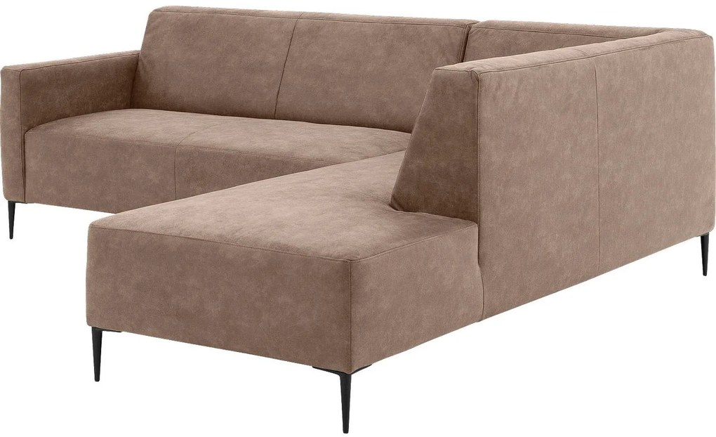 Goossens Key West bruin, micro leer, 2,5-zits, modern design met ligelement rechts