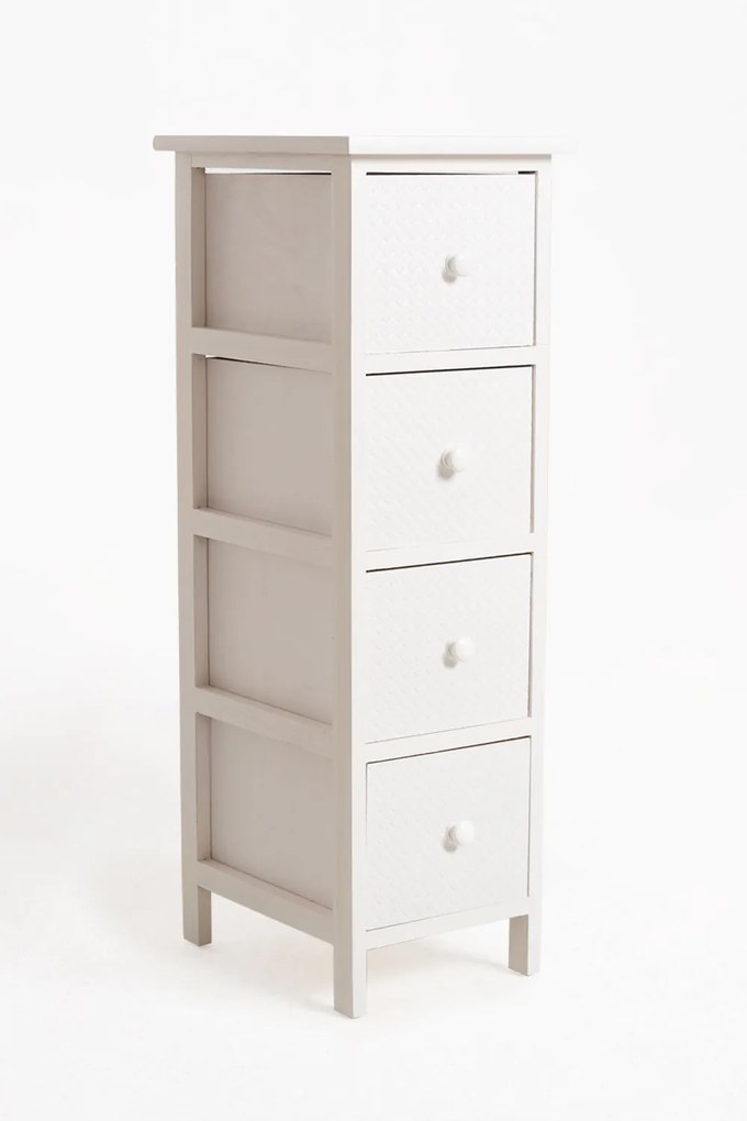 Hulpmeubilair Lotuc Wit, smal, 4 laden