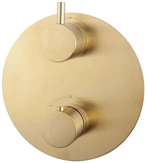 Mueller Gold inbouw regendouche rond met 30cm hoofddouche en muurarm 35cm messing geborsteld