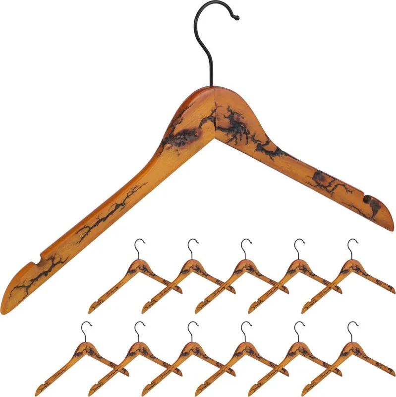Houten kledinghangers - 12 stuks - kleerhangers hout - jashanger - vintage - rok