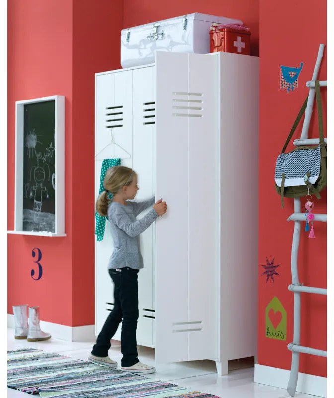 VTwonen Locker Opberggigant Drie Deurs Wit - 123x40x186cm.