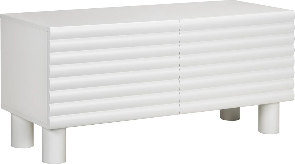 Tv-meubel Met Strepen Mat Wit 120 Cm - 120x40x55cm.