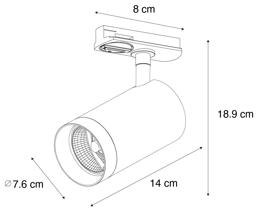 Moderne Spot / Opbouwspot / Plafondspot zwart voor railsysteem 1-fase 70mm - Iconic Jeana Luxe Modern GU10 rond Binnenverlichting Lamp