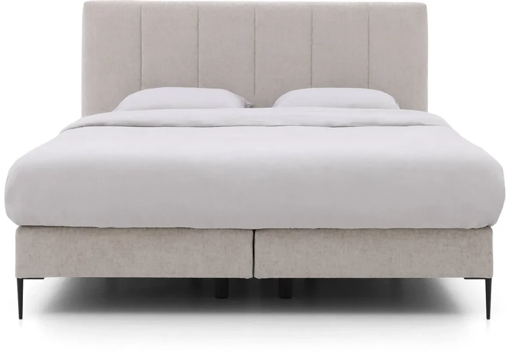 Goossens Boxspring Ease Solid Incl. Matras, Vlak 180 x 210 cm (=2x 90 x 210 cm) met hoofdbord + 2x matras shapes 1
