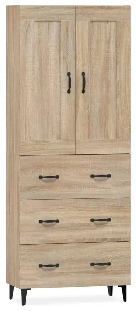 vidaXL Hoge kast bewerkt hout sonoma eikenkleurig