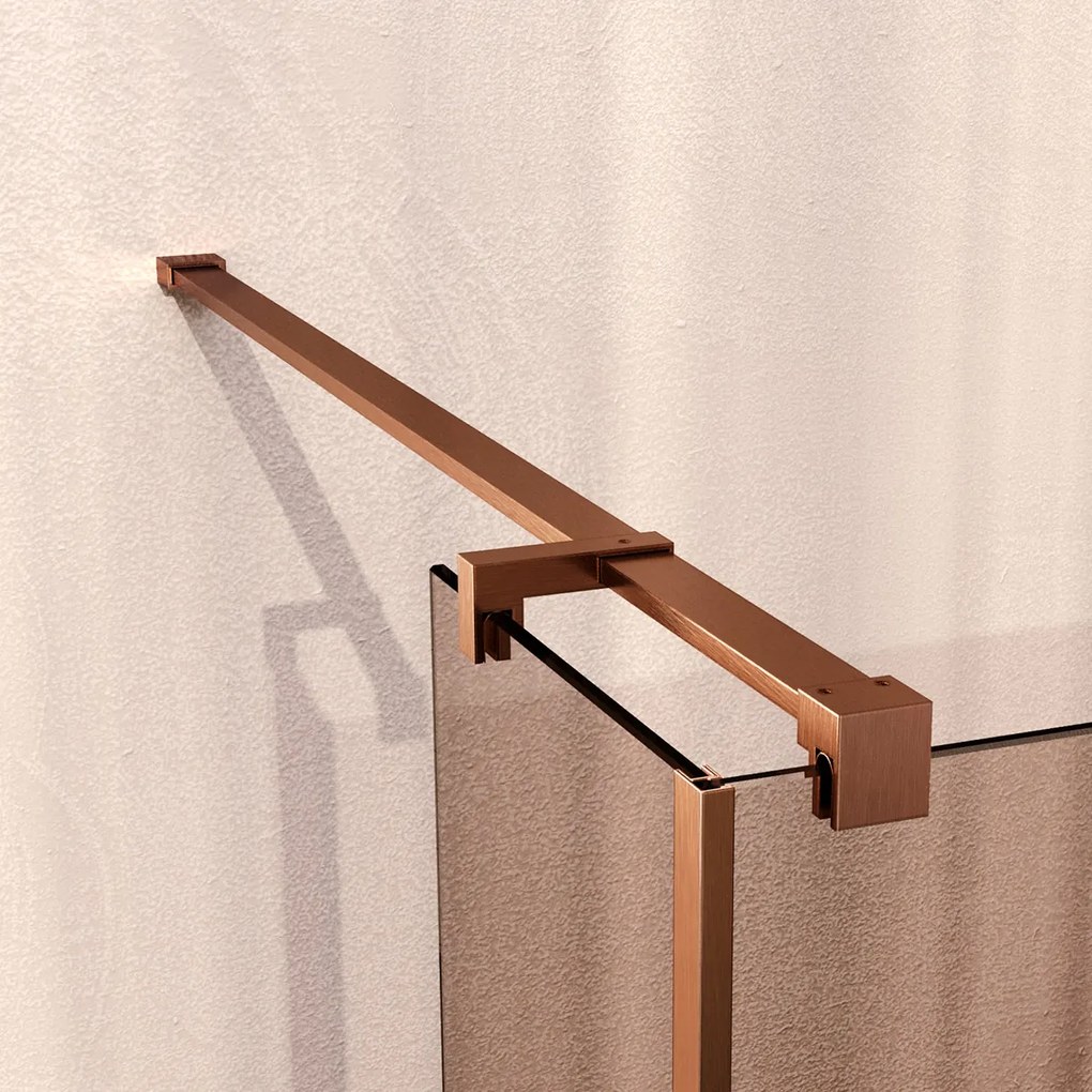 Brauer Oblivion inloopdouche bronsglas 90cm met 30cm zijwand koper geborsteld PVD