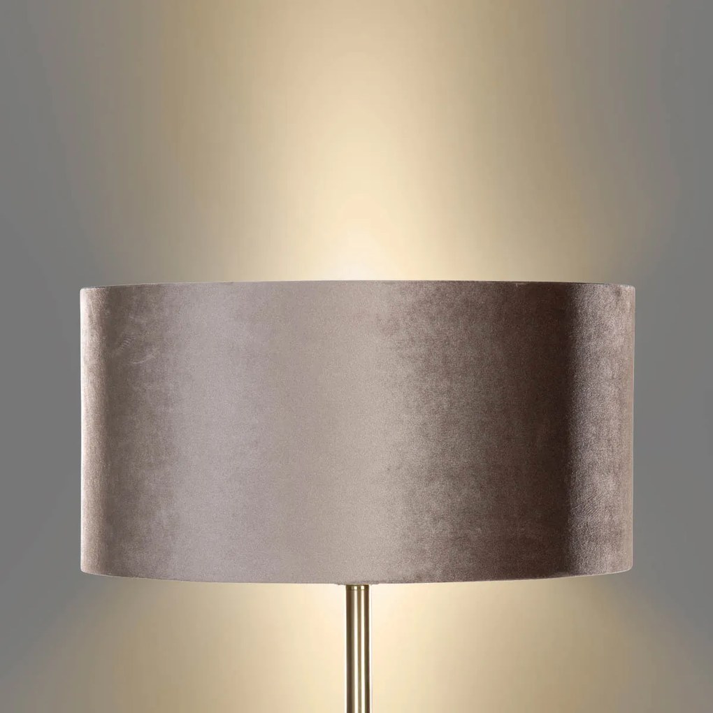 Vloerlamp messing met velours kap taupe 50cm - Simplo Klassiek / Antiek E27 rond Binnenverlichting Lamp