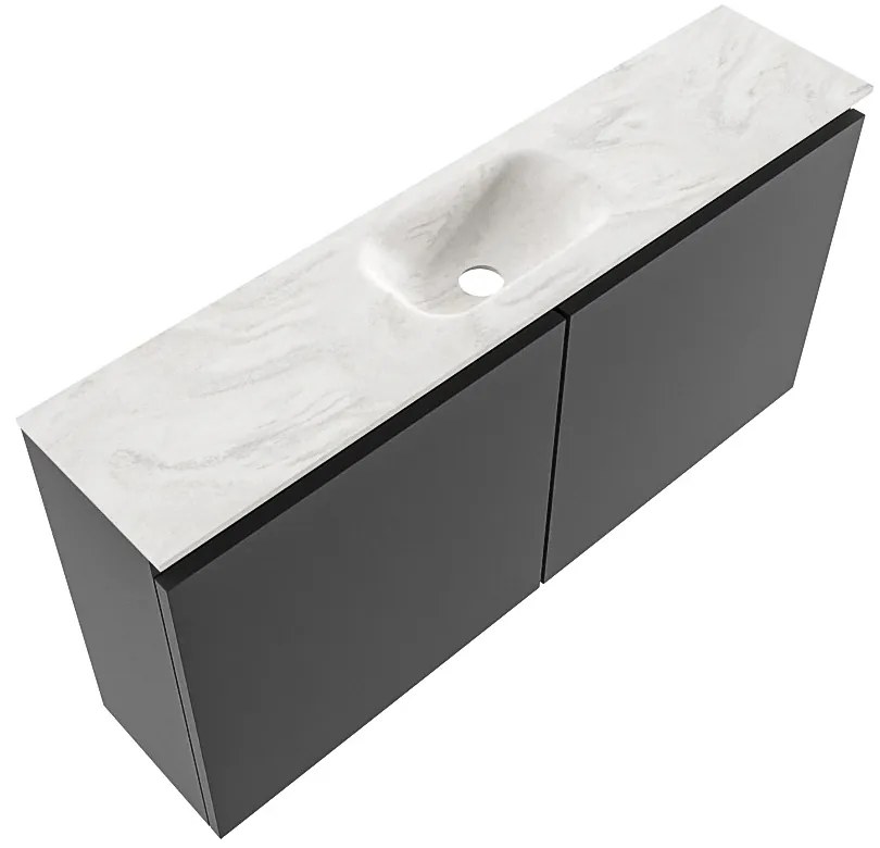 Mondiaz Ture DLux toiletmeubel 100cm dark grey met wastafel ostra midden met kraangat