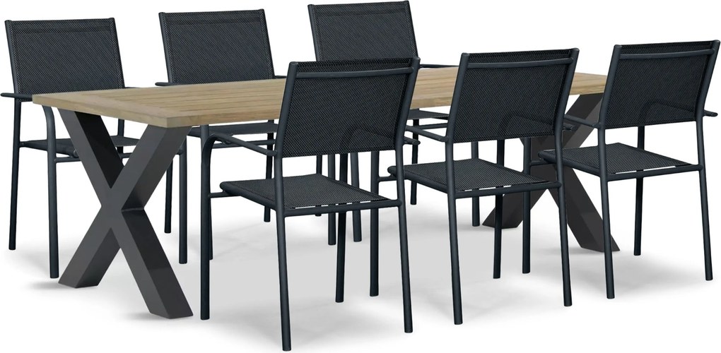 Tuinset 6 personen 240 cm Aluminium Grijs Presto Brentino/Cardiff