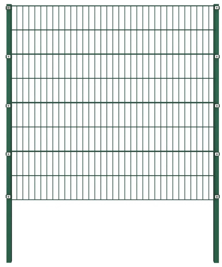 vidaXL Schuttingpaneel met palen 3,4x1,6 m ijzer groen