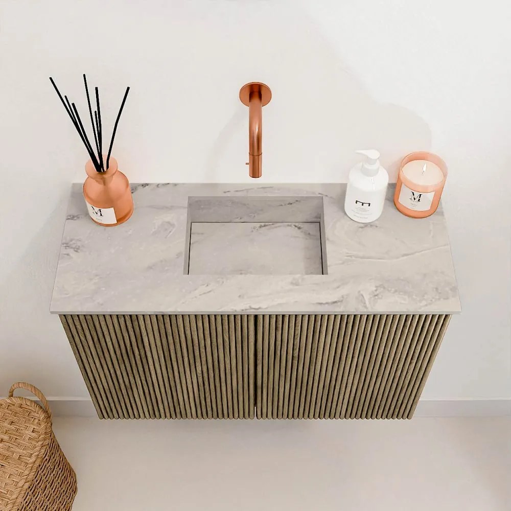 Mondiaz Joya DLux 60cm toiletmeubel dusk met wastafel faye midden zonder kraangat glace
