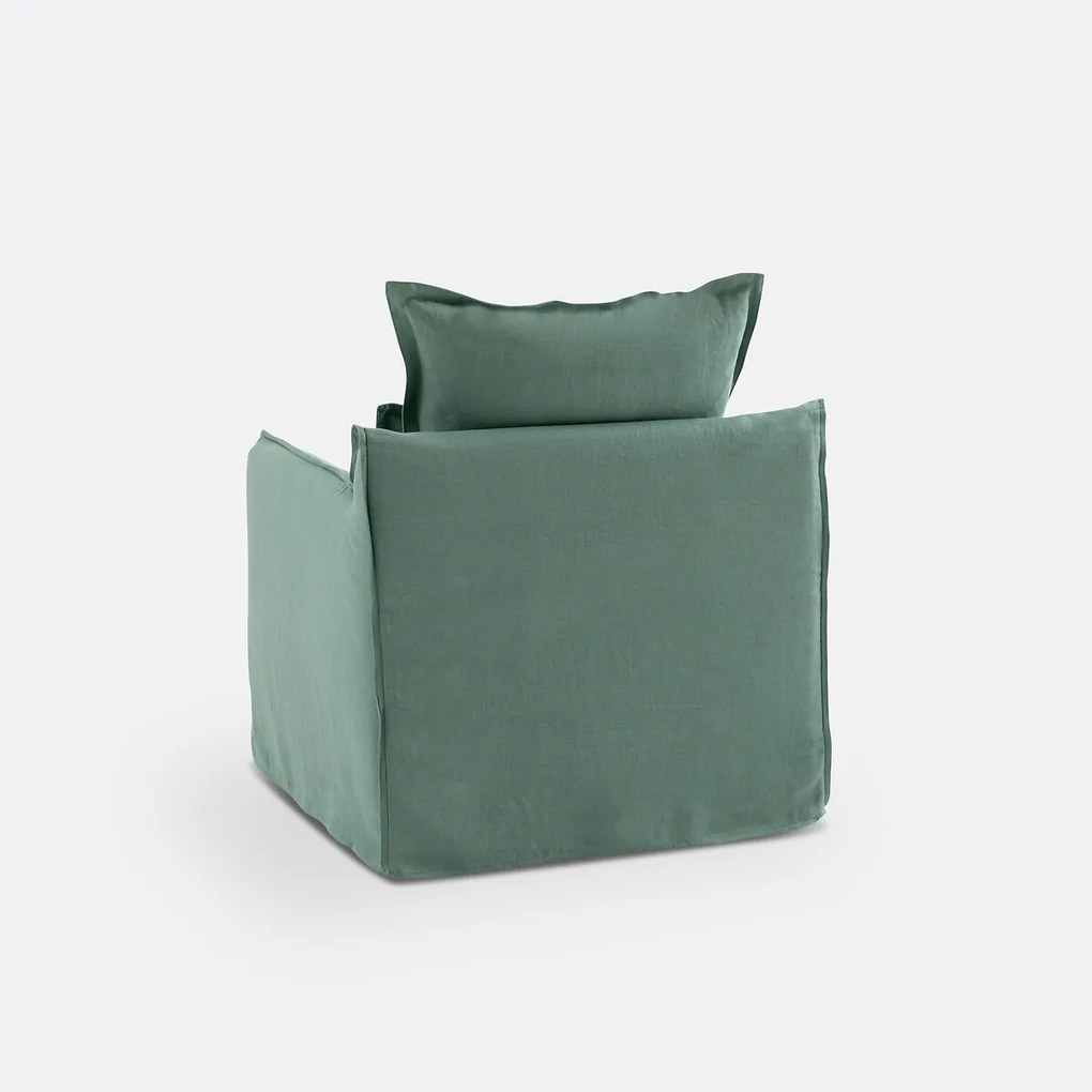 Fauteuil, afneembare hoezen, in gekreukt linnen, Odna