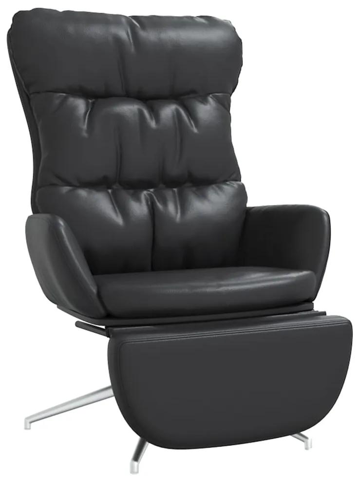 vidaXL Relaxstoel met voetensteun echt leer en kunstleer zwart