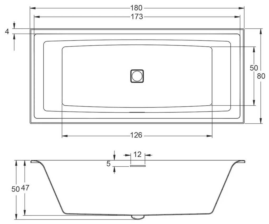 Riho Still Square inbouw ligbad 180x80cm wit glans