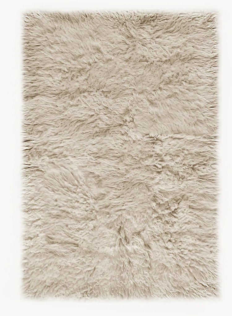 Handgeweven langpolig wollen vloerkleed Shaggy