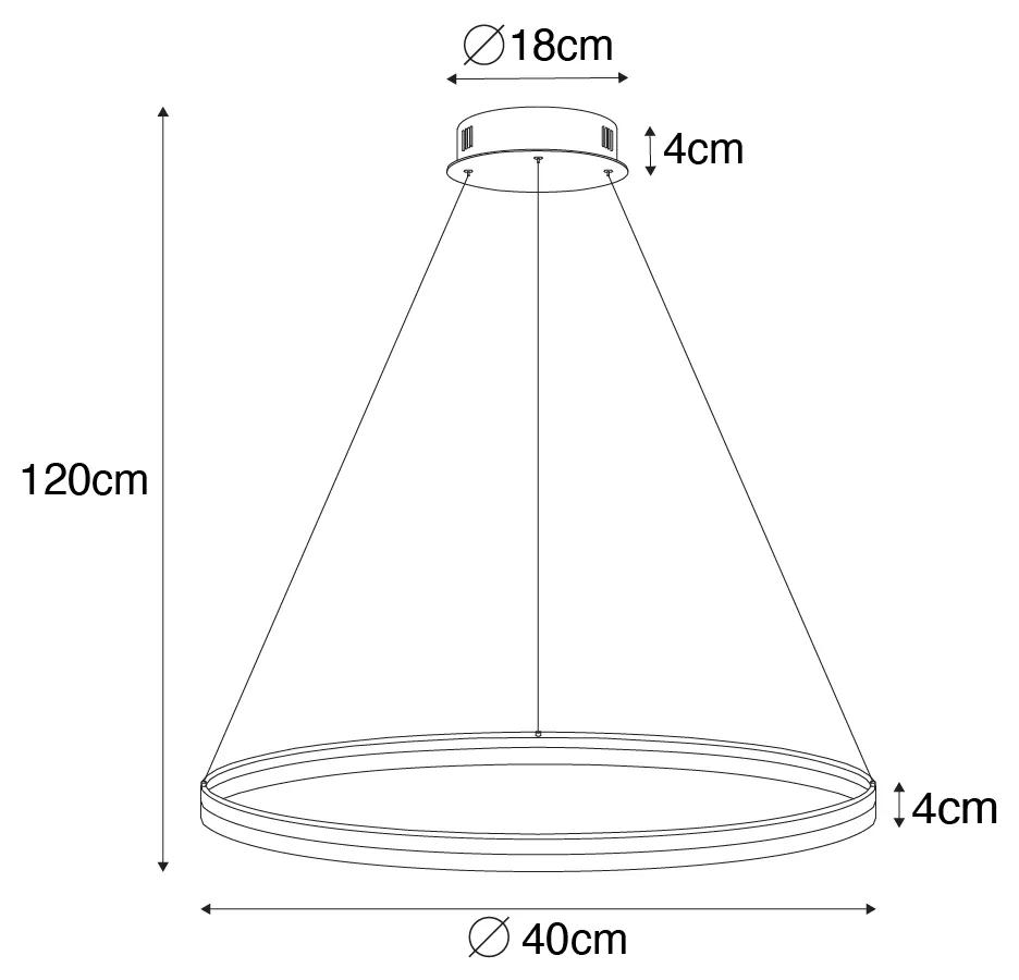Hanglamp donkerbrons 40 cm incl. LED 3-staps dimbaar - Anello Modern rond Binnenverlichting Lamp