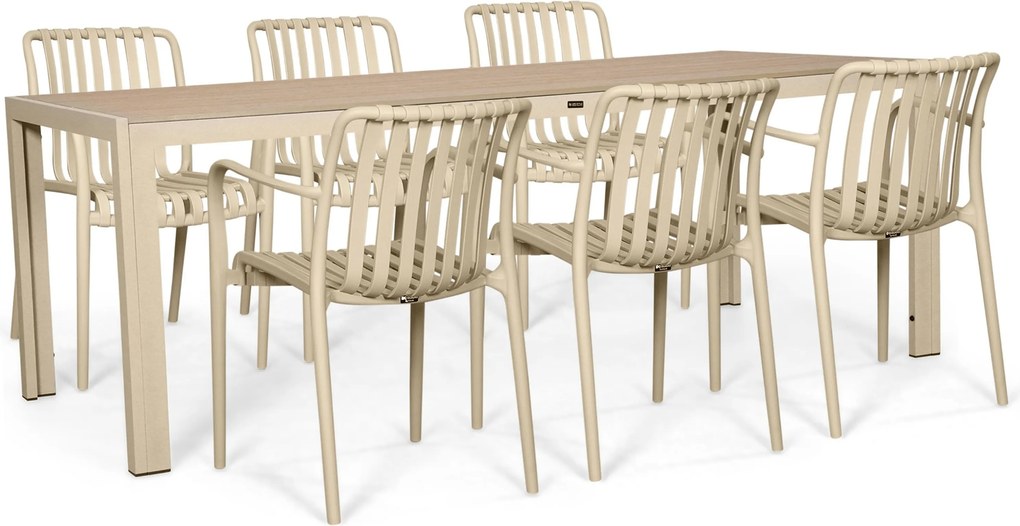 Tuinset 6 personen 210 cm Kunststof Zand/Beige Domani Furniture Alba/Creta