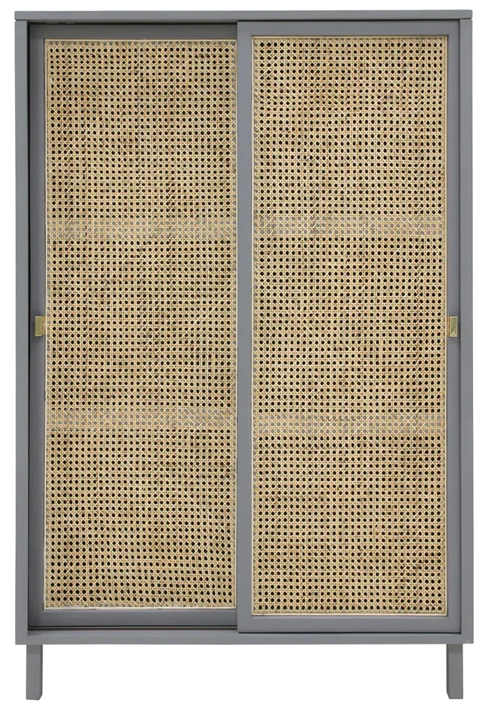 HKliving Webbing Webbing Kast Met Schuifdeuren Grijs - 95x40x140cm.