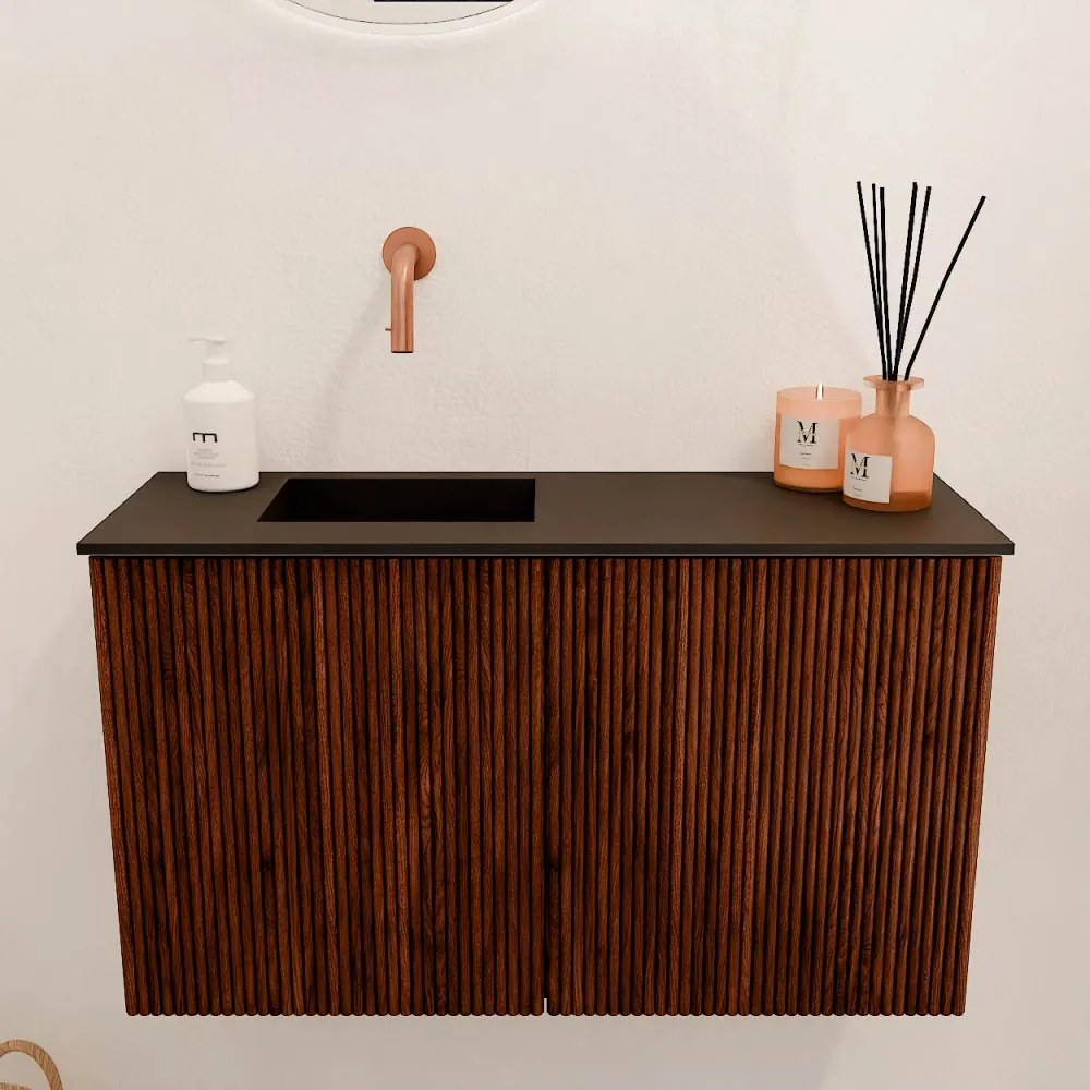 Mondiaz Joya 70cm toiletmeubel ruby met wastafel faye links zonder kraangat urban