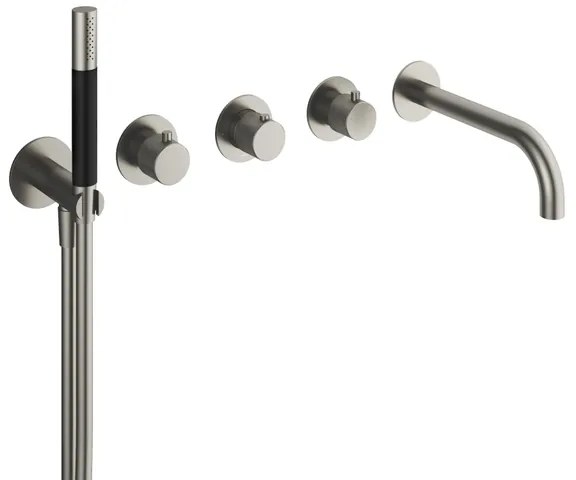Hotbath Cobber X afbouwdeel voor douchethermostaat met 2 stopkranen met uitloop p geborsteld nikkel CX7072EXTGN