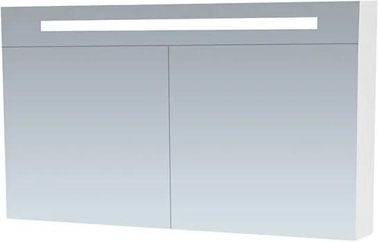 Spiegelkast Delia 120x70x15cm MDF Mat Wit LED Verlichting Lichtschakelaar Stopcontact Binnen en Buiten Spiegel