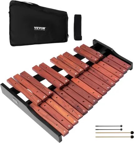 VEVOR Glockenspiel, 25 noten, professioneel houten xylofoon-percussie-instrument met 4 stokken, 1200D Oxford draagtas, ideaal voor het leren, oefenen en uitvoeren van popliedjes.