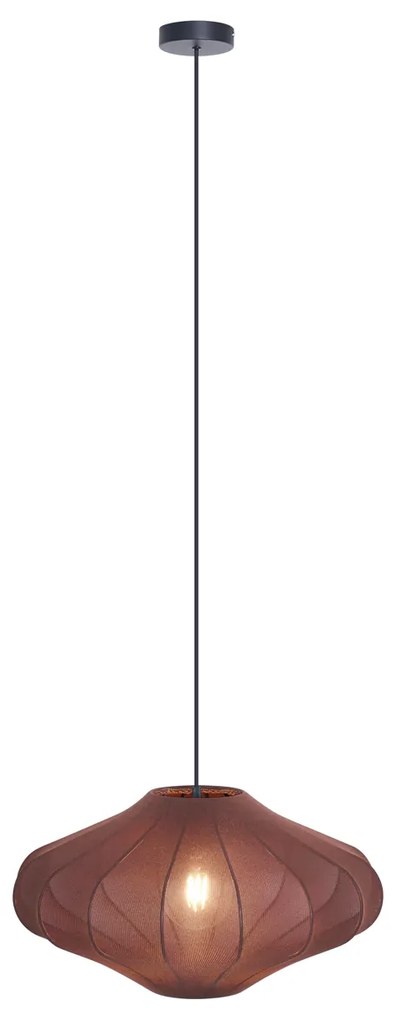 Japandi hanglamp bruin met stoffen kap 50cm  - Plu