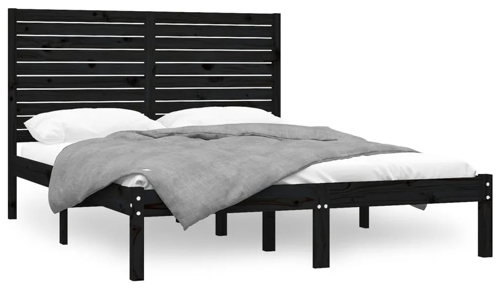 vidaXL Bedframe massief hout zwart 160x200 cm