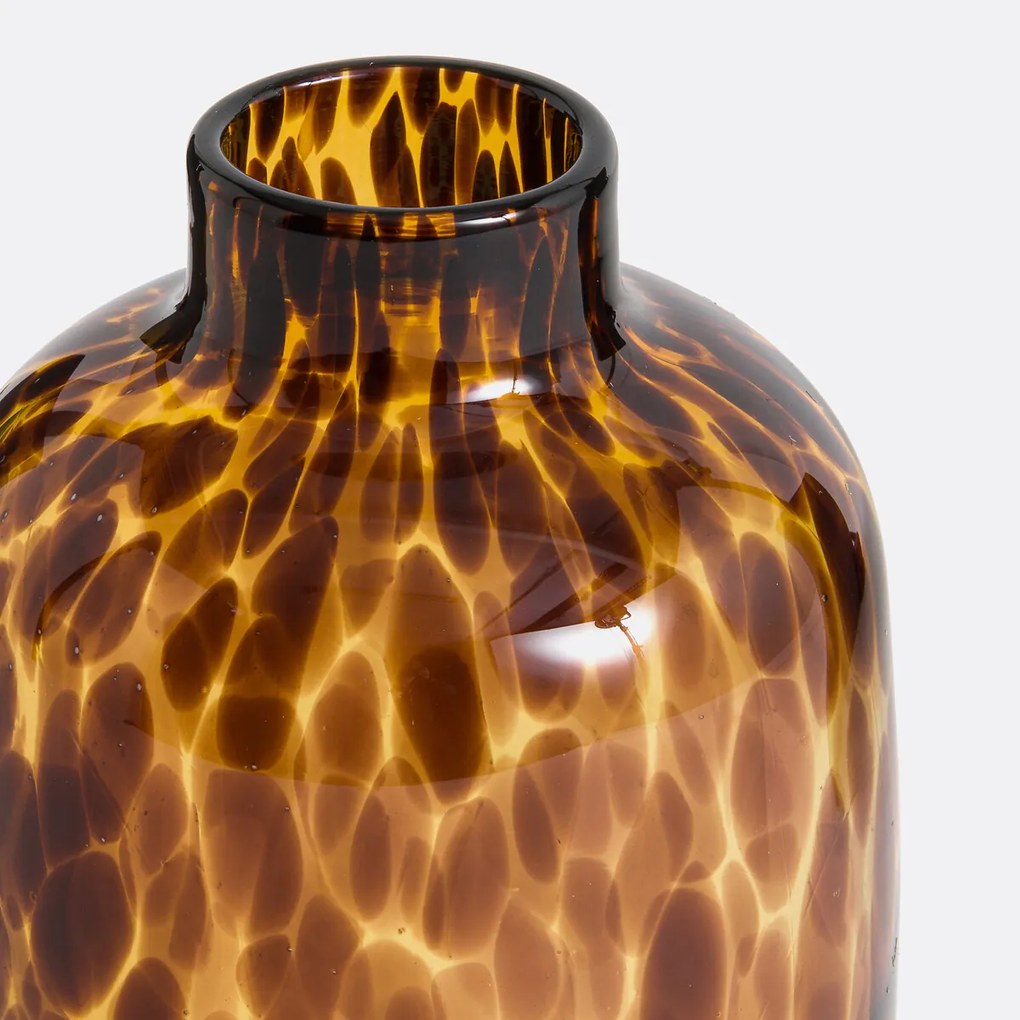 Vaas in amberkleurig glas H18 cm, Fauvita