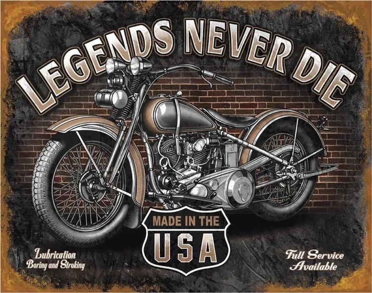 Metalen bord LEGENDS - never die