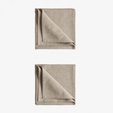 Pack Van 2 Servetten Van Linnen En Katoen Ederne Tapioca Beige - Sklum