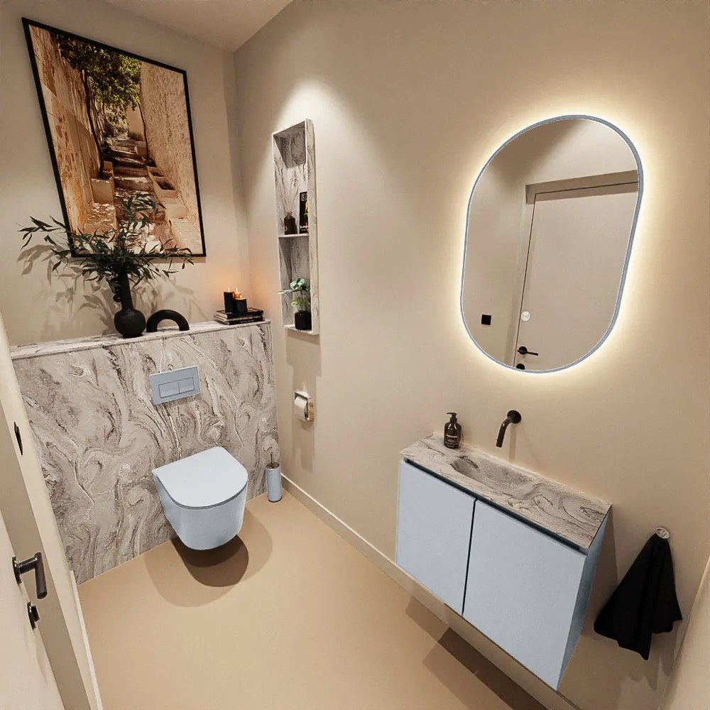 Mondiaz Ture DLux toiletmeubel 60cm clay met wastafel glace midden zonder kraangat