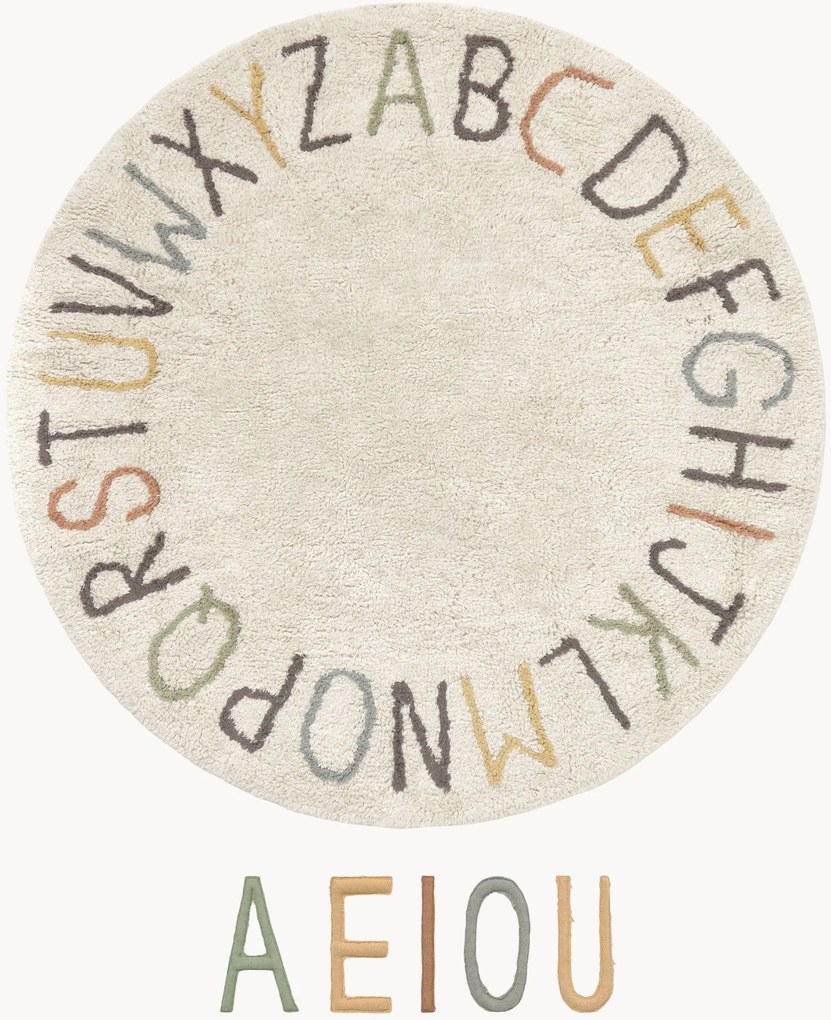 Rond kindervloerkleed Back To School, wasbaar