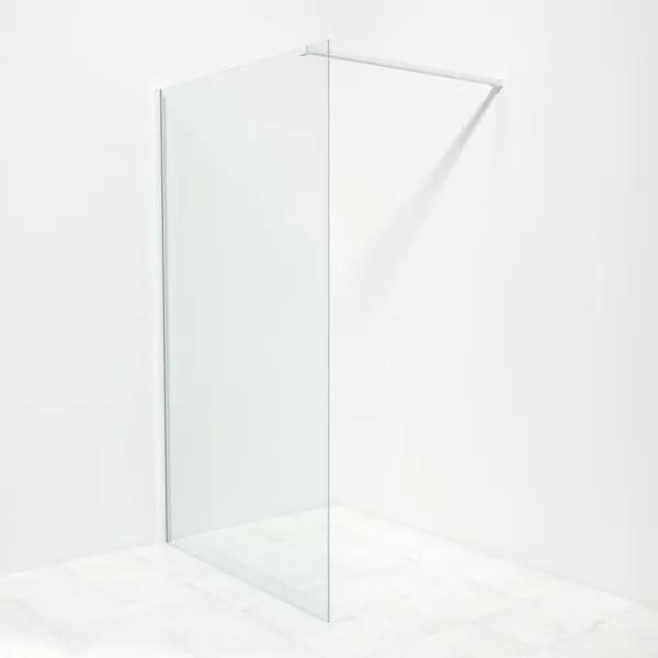 Saniclass Bellini inloopdouche 120x200cm met 8mm helder glas met mat wit profiel en stabilisatiestang
