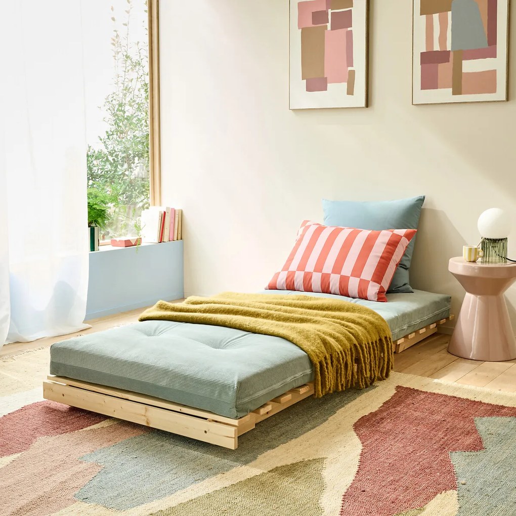 Futon matras, 90 x 190 cm in ribfluweel, THAÏ