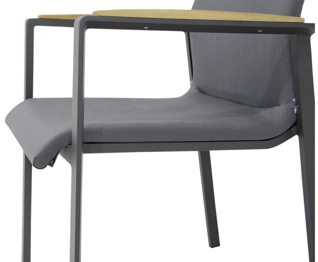 Tuinset Ronde Tuintafel 6 personen 150 cm Aluminium/textileen Grijs Lifestyle Garden Furniture Brandon/Fabriano