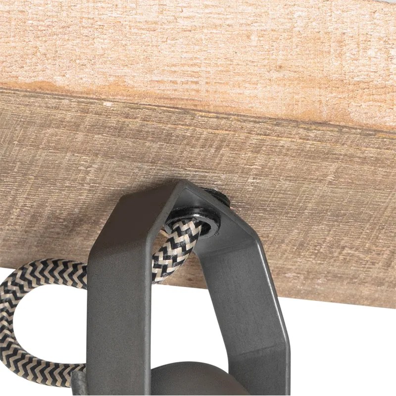 Landelijke spot zwart met hout 4-lichts verstelbaar - Jelle