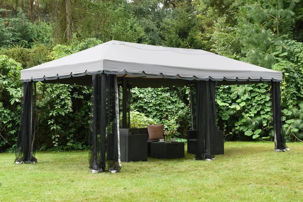 Grijs tuinpaviljoen met klamboe Valencia 4x6m Garden Point