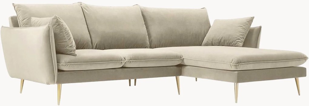 Fluwelen hoekbank Elio (4-zits), hoek rechts