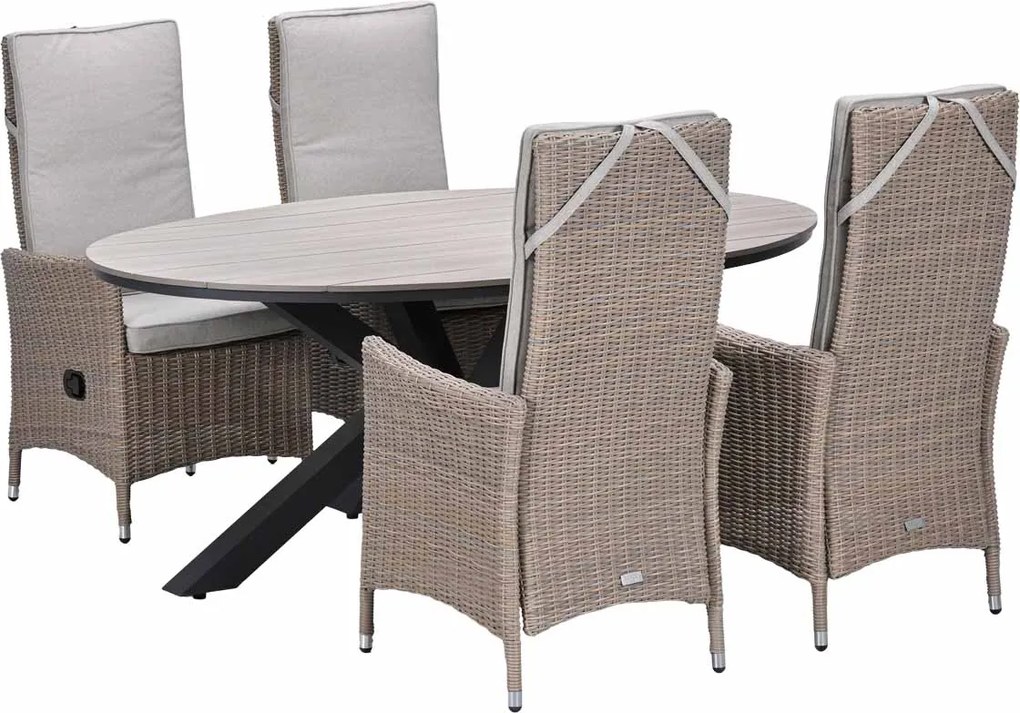 Garden Impressions Collin tuinset 5-delig - Tulli tuintafel 180 x 115 cm - light teak vironwood