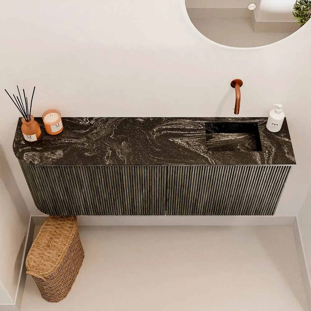 Mondiaz Joya DLux 110cm toiletmeubel ronding links shadow met wastafel faye rechts zonder kraangat lava
