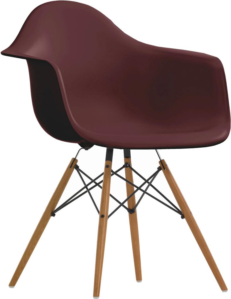 Vitra DAW stoel kuip oxide rood onderstel geelachtig esdoorn