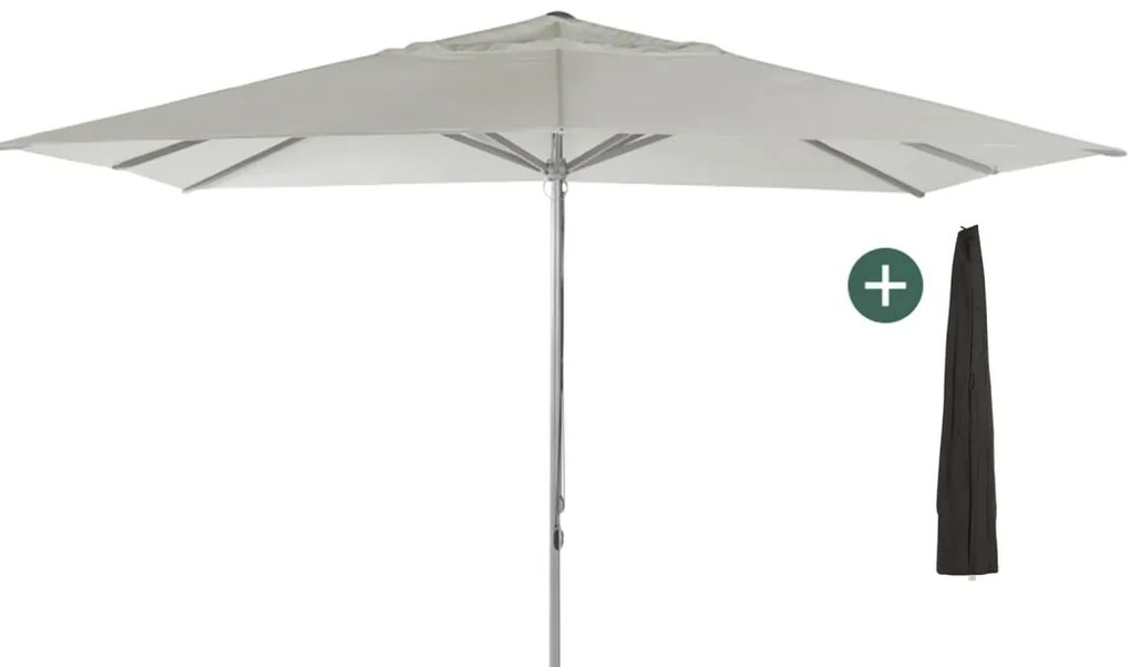 + 15% kassakorting | Parasol Shadowline Cuba | Inclusief hoes | Rechthoekig | 400x300cm | Met katrol | Grijs/Antraciet  | Kees Smit Tuinmeubelen