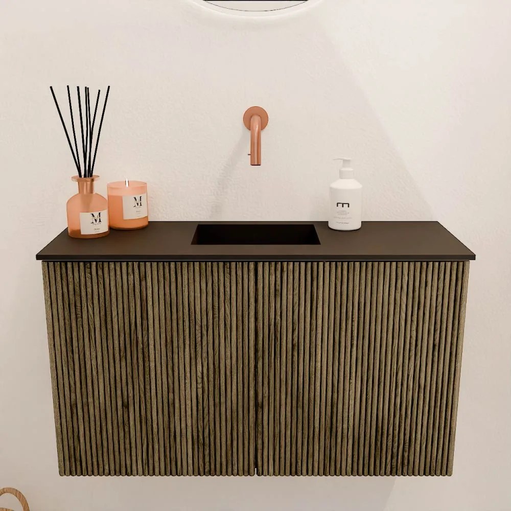 Mondiaz Joya 70cm toiletmeubel dusk met wastafel faye midden zonder kraangat urban
