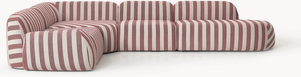 Gestreepte XL modulaire hoekbank Wolke met chaise longue