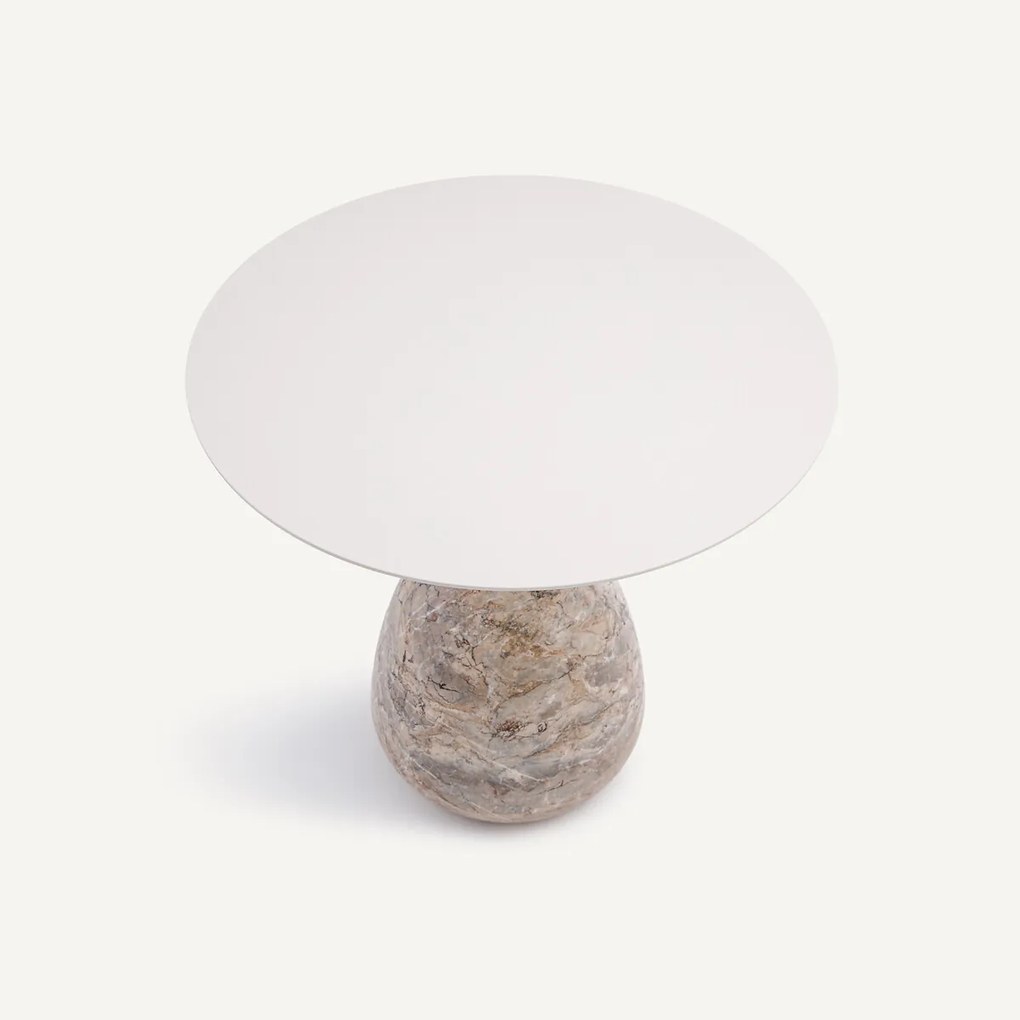 Marmeren en ijzeren metalen bijzettafel Ø60 cm Balastro