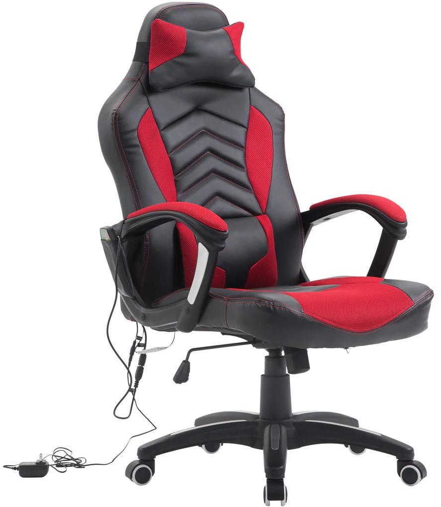 HOMdotCOM Bureaustoel/ Gamingstoel/ Massagestoel - ergonomisch gevormd - met verwarming -zwart/rood