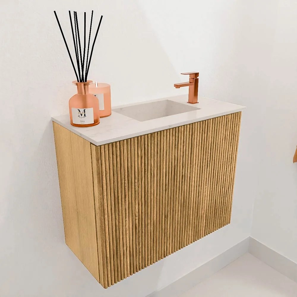 Mondiaz Joya DLux 50cm toiletmeubel oak met wastafel faye rechts 1 kraangat meli