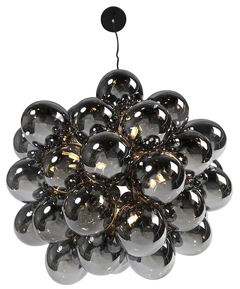 Design hanglamp zwart met smoke glas 8-lichts rond - Uvas